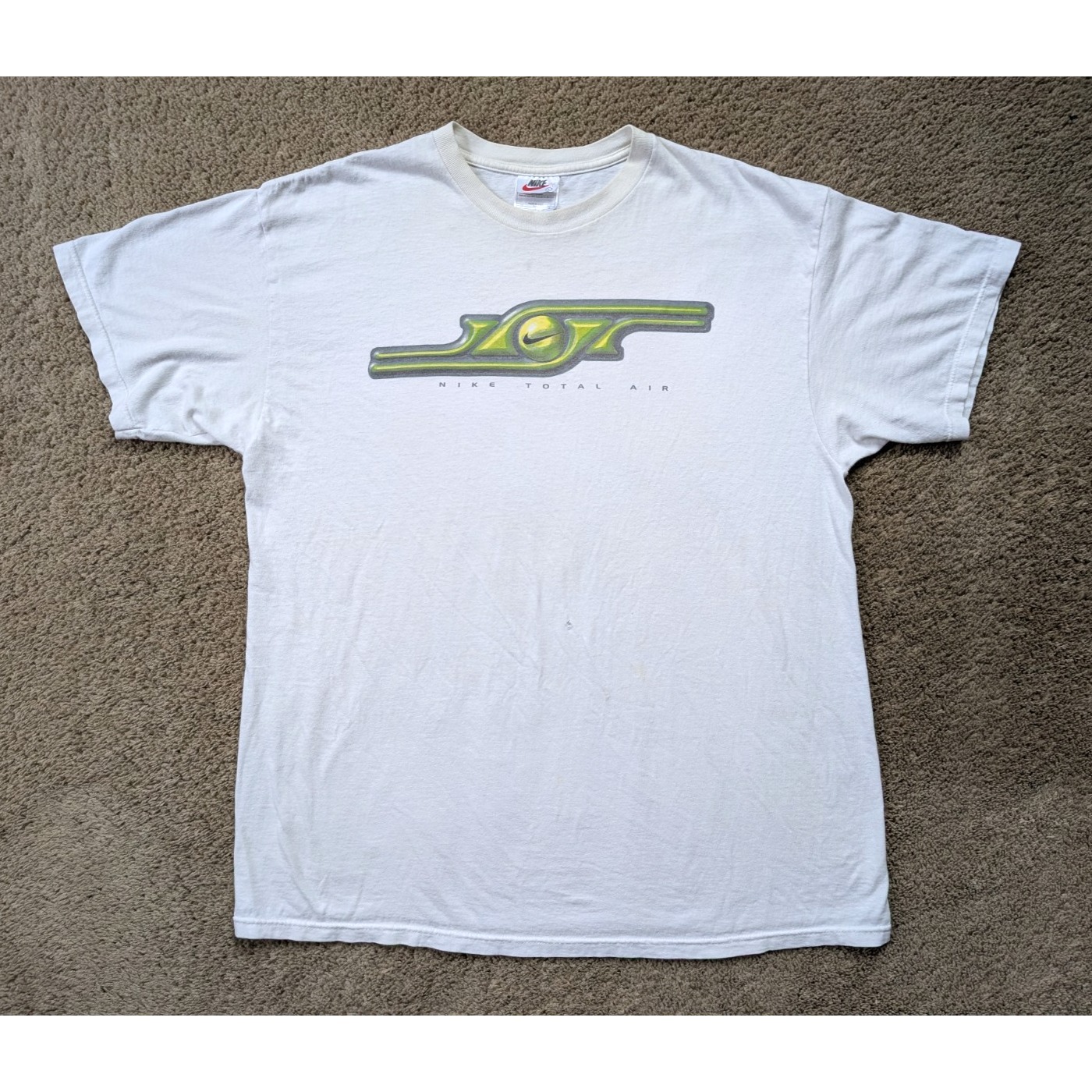 Vintage Nike Total Air Shirt Mens Large White *Stains/Hole 90s Y2k